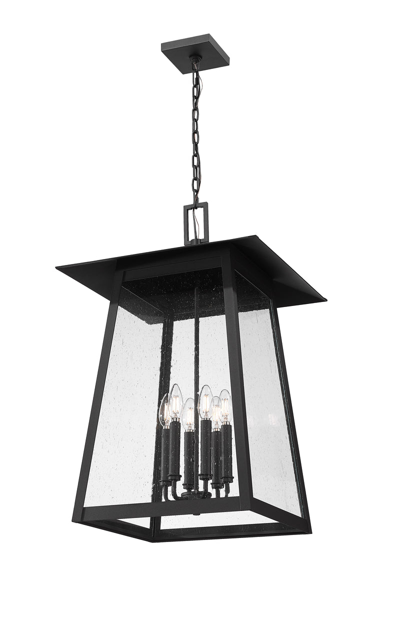 Rainer 6 Light 17.5" Outdoor Chain Mount Ceiling Fixture in Black