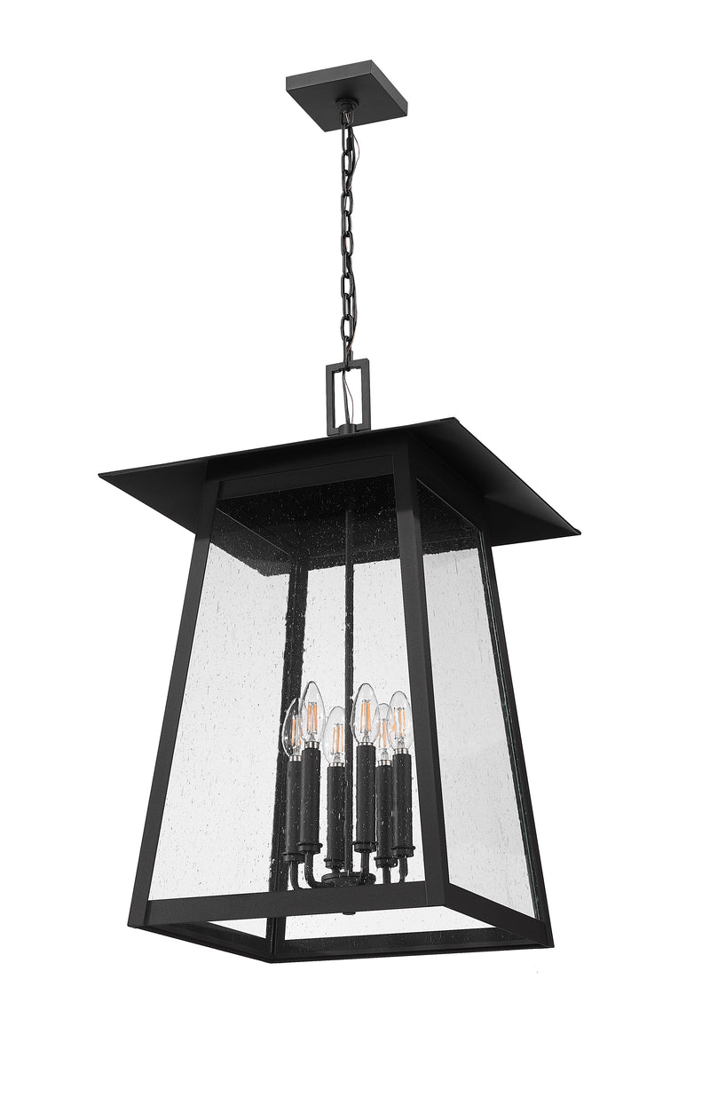 Rainer 6 Light 17.5" Outdoor Chain Mount Ceiling Fixture in Black