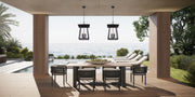 Rainer 6 Light 17.5" Outdoor Chain Mount Ceiling Fixture in Black in a room setting