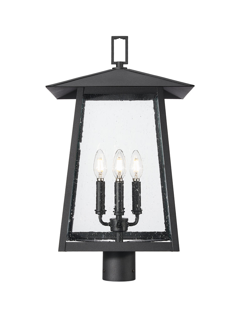 Rainer 4 Light 13.5" Outdoor Post Mount Fixture in Black, Post Top Only, Round Fitter