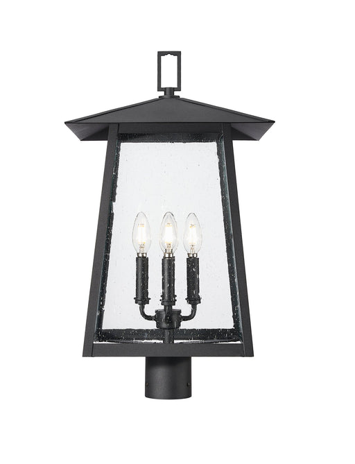 Rainer 4 Light 13.5" Outdoor Post Mount Fixture in Black, Post Top Only, Round Fitter
