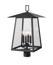 Rainer 4 Light 13.5" Outdoor Post Mount Fixture in Black, Post Top Only, Round Fitter