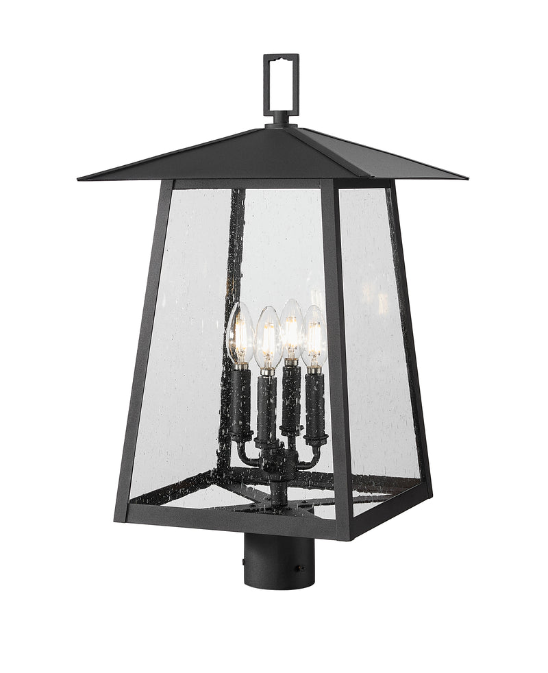 Rainer 4 Light 13.5" Outdoor Post Mount Fixture in Black, Post Top Only, Round Fitter