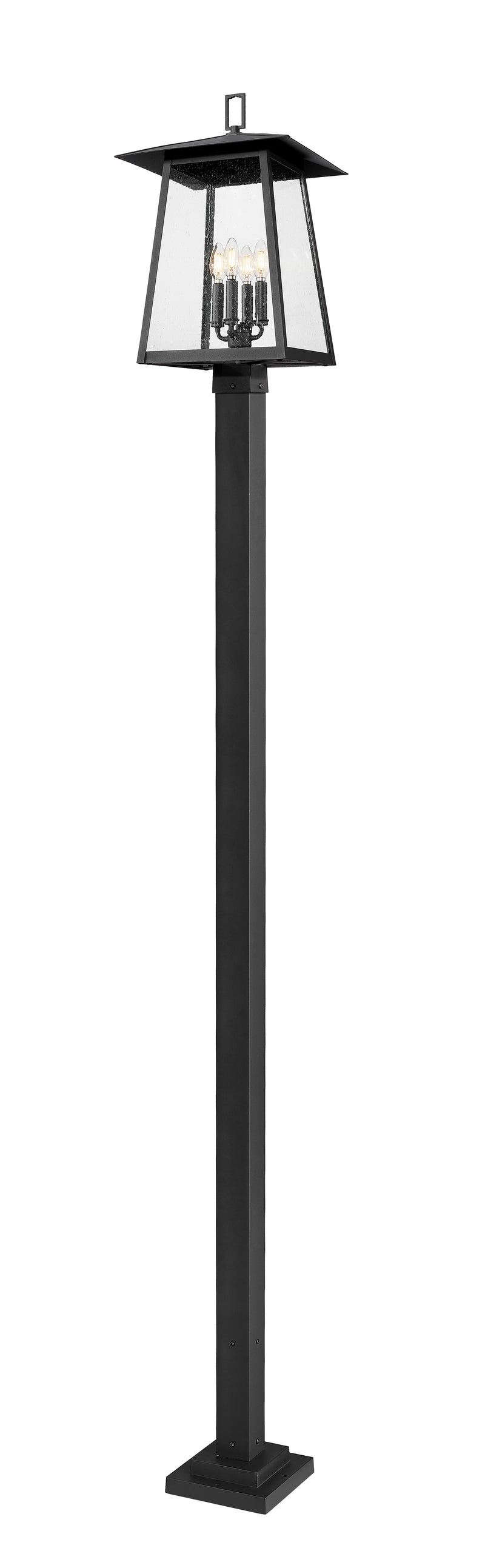 Rainer 4 Light 13.5" Outdoor Post Mount Fixture in Black, 96" Square Post