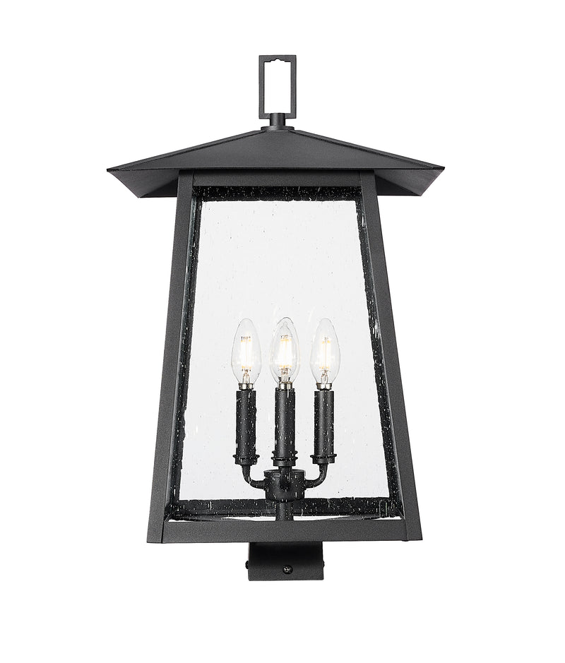 Rainer 4 Light 13.5" Outdoor Post Mount Fixture in Black, Post Top Only, Square Fitter