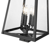 Rainer 4 Light 13.5" Outdoor Post Mount Fixture in Black, Post Top Only, Square Fitter