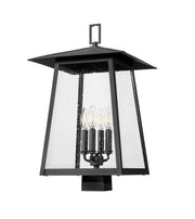 Rainer 4 Light 13.5" Outdoor Post Mount Fixture in Black, Post Top Only, Square Fitter