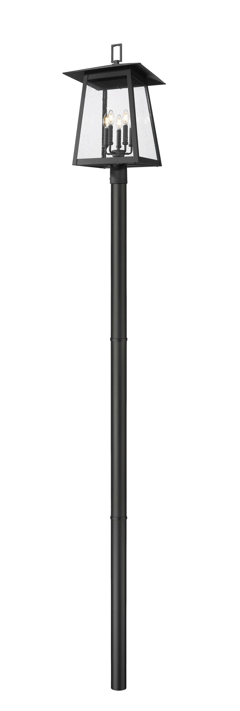Rainer 5 Light 15.5" Outdoor Post Mount Fixture in Black, 97" Straight Post