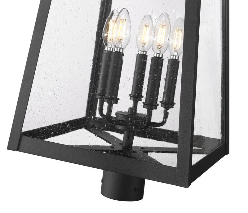 Rainer 5 Light 15.5" Outdoor Post Mount Fixture in Black, Post Top Only, Round Fitter