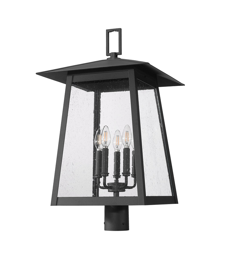 Rainer 5 Light 15.5" Outdoor Post Mount Fixture in Black, Post Top Only, Round Fitter