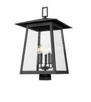 Rainer 5 Light 15.5" Outdoor Post Mount Fixture in Black, Post Top Only, Square Fitter