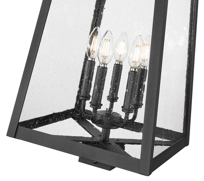 Rainer 5 Light 15.5" Outdoor Post Mount Fixture in Black, Post Top Only, Square Fitter