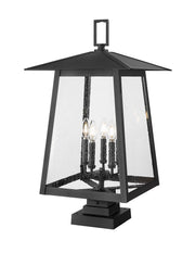 Rainer 5 Light 15.5" Outdoor Post Mount Fixture in Black, Square Pier Mount