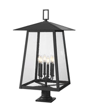 Rainer 6 Light 17.5" Outdoor Post Mount Fixture in Black, Pier Mount, 6" Base