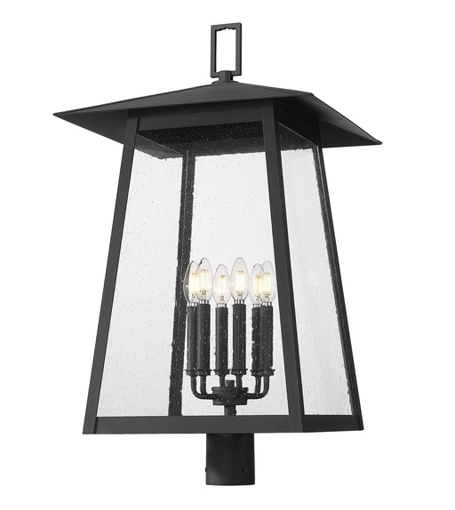 Rainer 6 Light 17.5" Outdoor Post Mount Fixture in Black, Post Top Only, Round Fitter