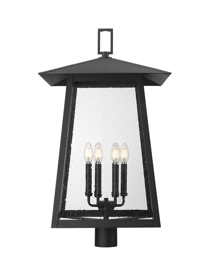 Rainer 6 Light 17.5" Outdoor Post Mount Fixture in Black, Post Top Only, Round Fitter