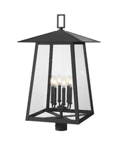 Rainer 6 Light 17.5" Outdoor Post Mount Fixture in Black, Post Top Only, Round Fitter