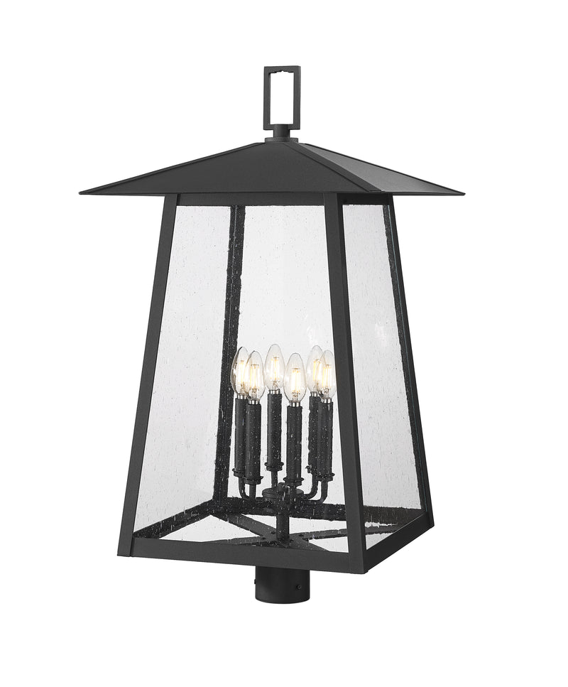 Rainer 6 Light 17.5" Outdoor Post Mount Fixture in Black, Post Top Only, Round Fitter