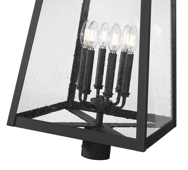 Rainer 6 Light 17.5" Outdoor Post Mount Fixture in Black, Post Top Only, Round Fitter