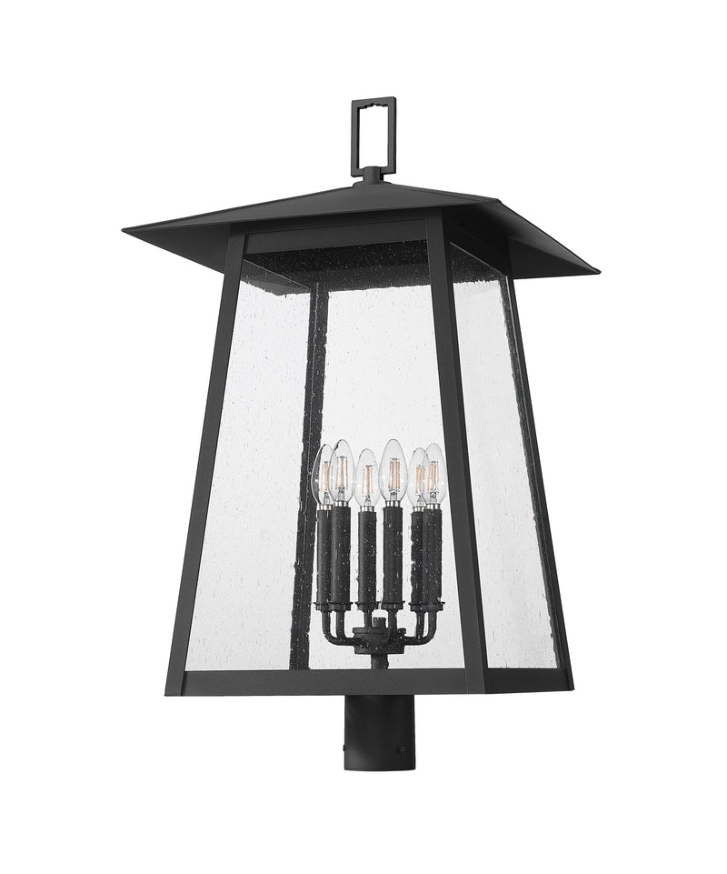 Rainer 6 Light 17.5" Outdoor Post Mount Fixture in Black, Post Top Only, Round Fitter