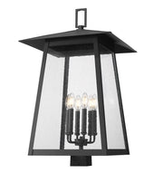 Rainer 6 Light 17.5" Outdoor Post Mount Fixture in Black, Post Top Only, Square Fitter