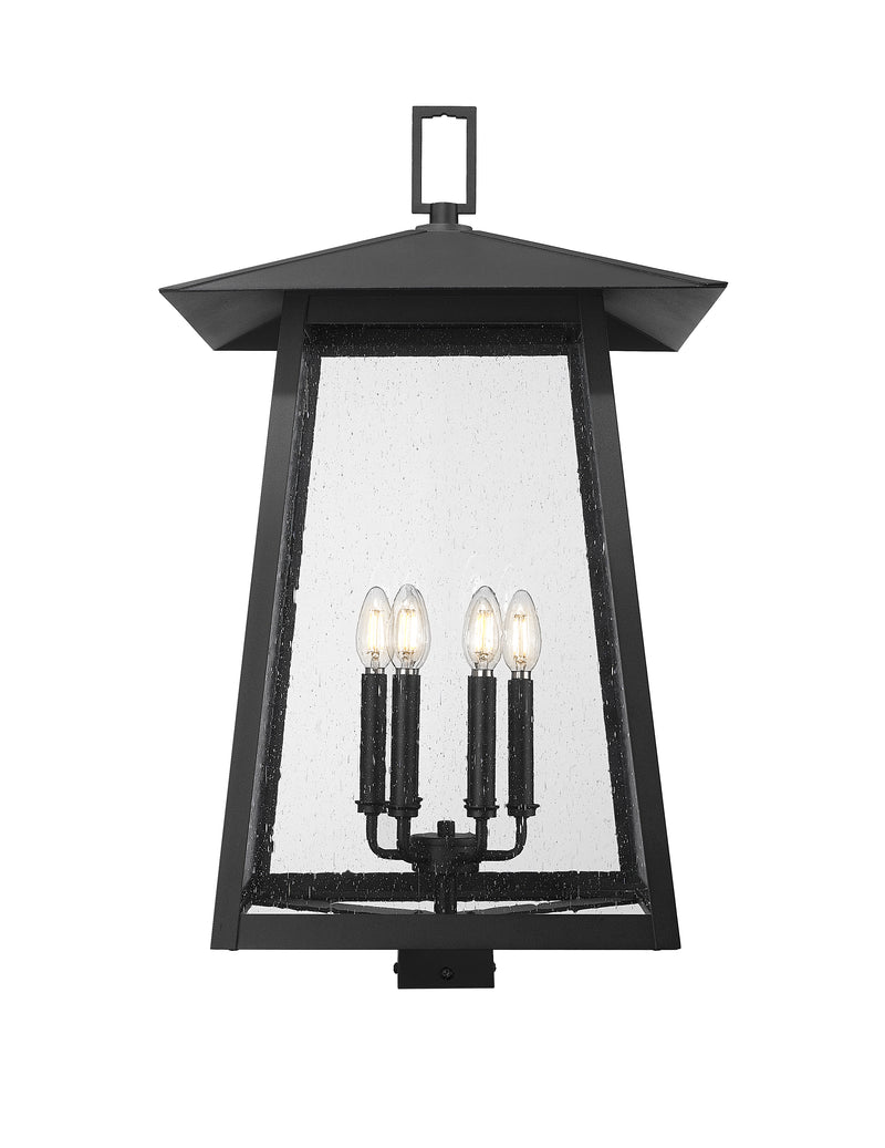 Rainer 6 Light 17.5" Outdoor Post Mount Fixture in Black, Post Top Only, Square Fitter