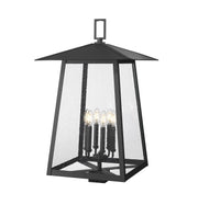 Rainer 6 Light 17.5" Outdoor Post Mount Fixture in Black, Post Top Only, Square Fitter