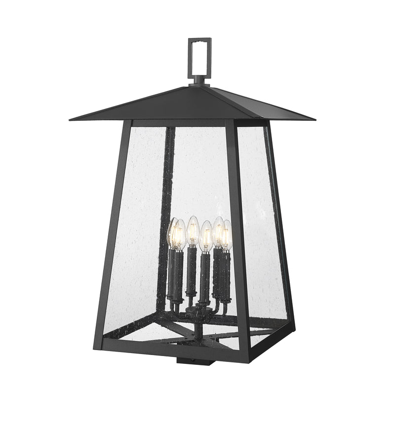 Rainer 6 Light 17.5" Outdoor Post Mount Fixture in Black, Post Top Only, Square Fitter