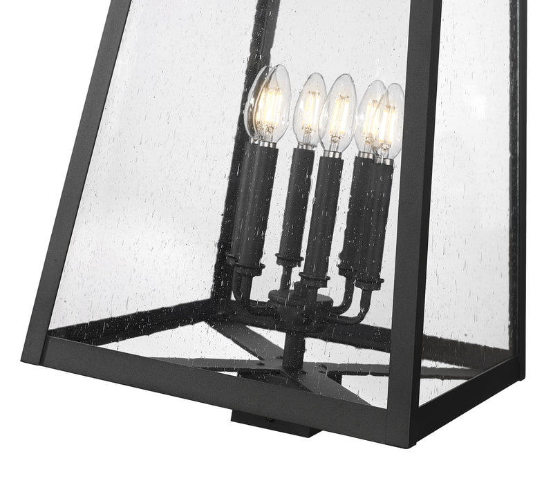 Rainer 6 Light 17.5" Outdoor Post Mount Fixture in Black, Post Top Only, Square Fitter