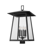 Rainer 6 Light 17.5" Outdoor Post Mount Fixture in Black, Post Top Only, Square Fitter