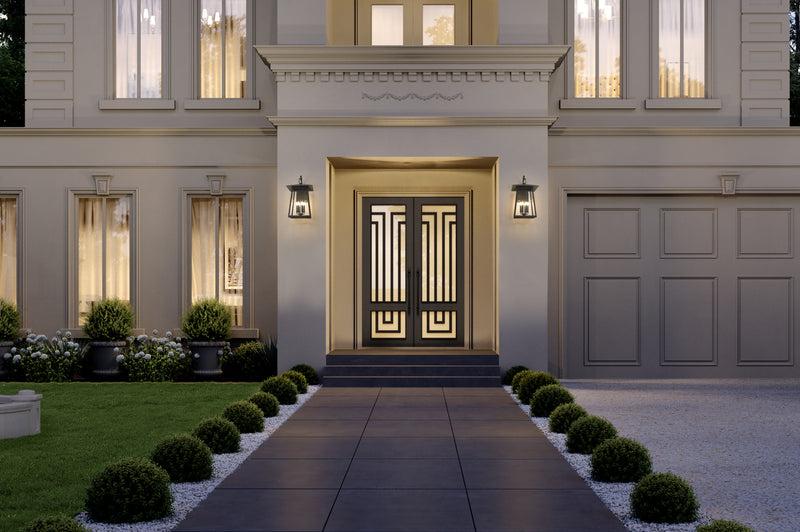 Rainer 6 Light 17.5" Outdoor Wall Light in Black in a room setting