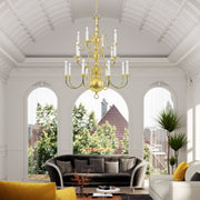 Williamsburgh 16-Light 3-Tier Foyer Chandelier in Polished Brass