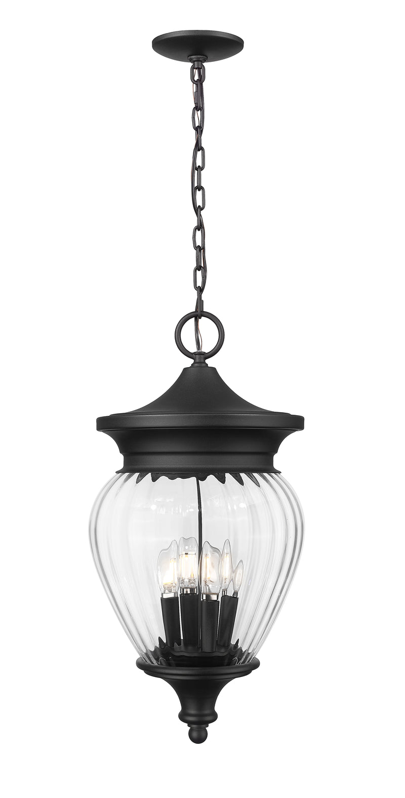 Davina 4 Light 12" Outdoor Chain Mount Ceiling Fixture in Black