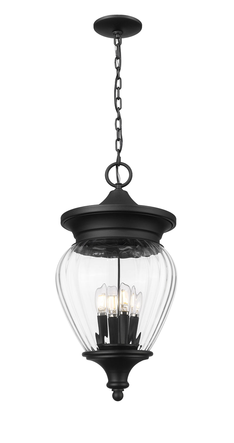Davina 4 Light 12" Outdoor Chain Mount Ceiling Fixture in Black