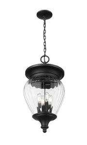 Davina 4 Light 12" Outdoor Chain Mount Ceiling Fixture in Black