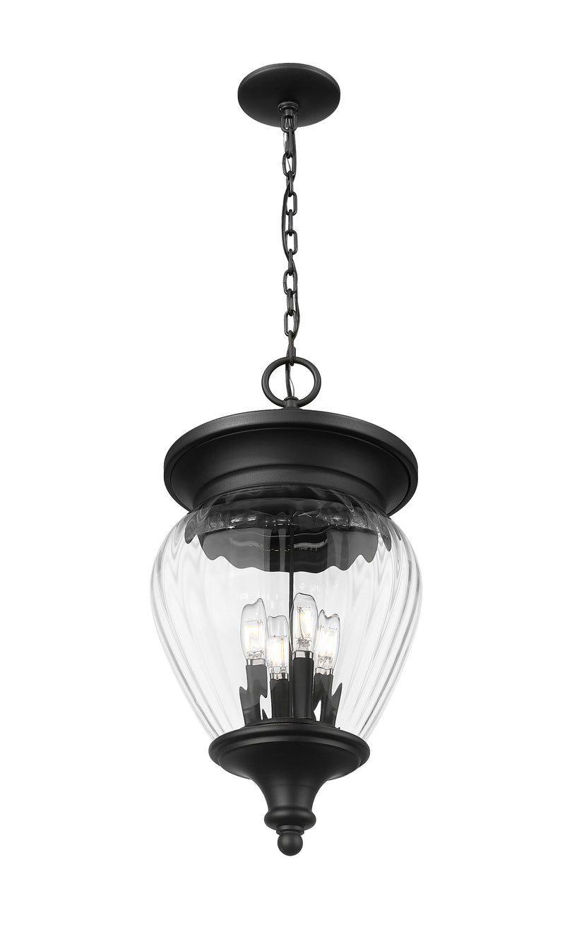 Davina 4 Light 12" Outdoor Chain Mount Ceiling Fixture in Black