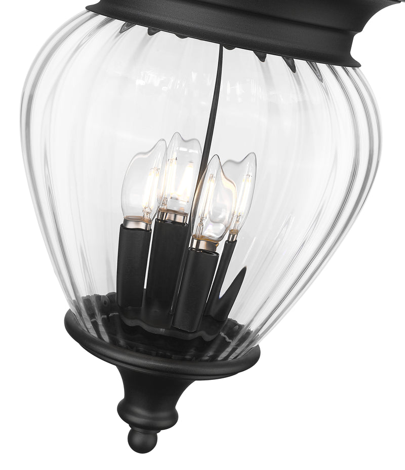 Davina 4 Light 12" Outdoor Chain Mount Ceiling Fixture in Black