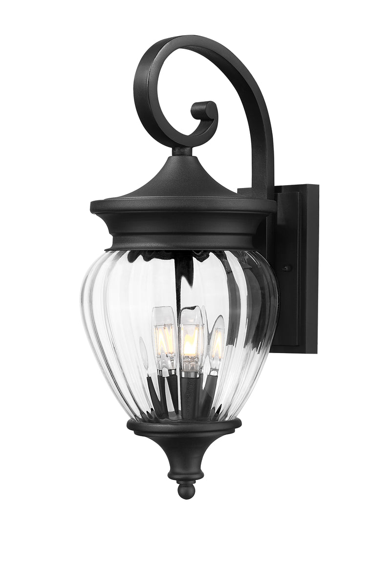 Davina 3 Light 9" Outdoor Wall Light in Black