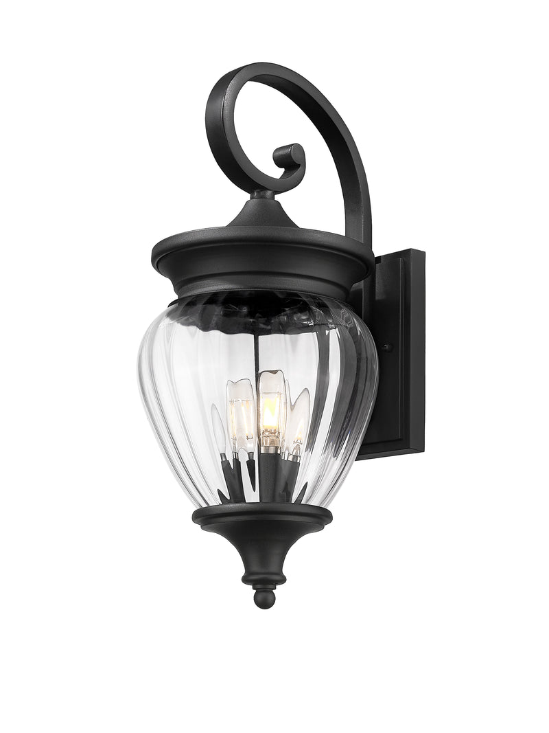 Davina 3 Light 9" Outdoor Wall Light in Black