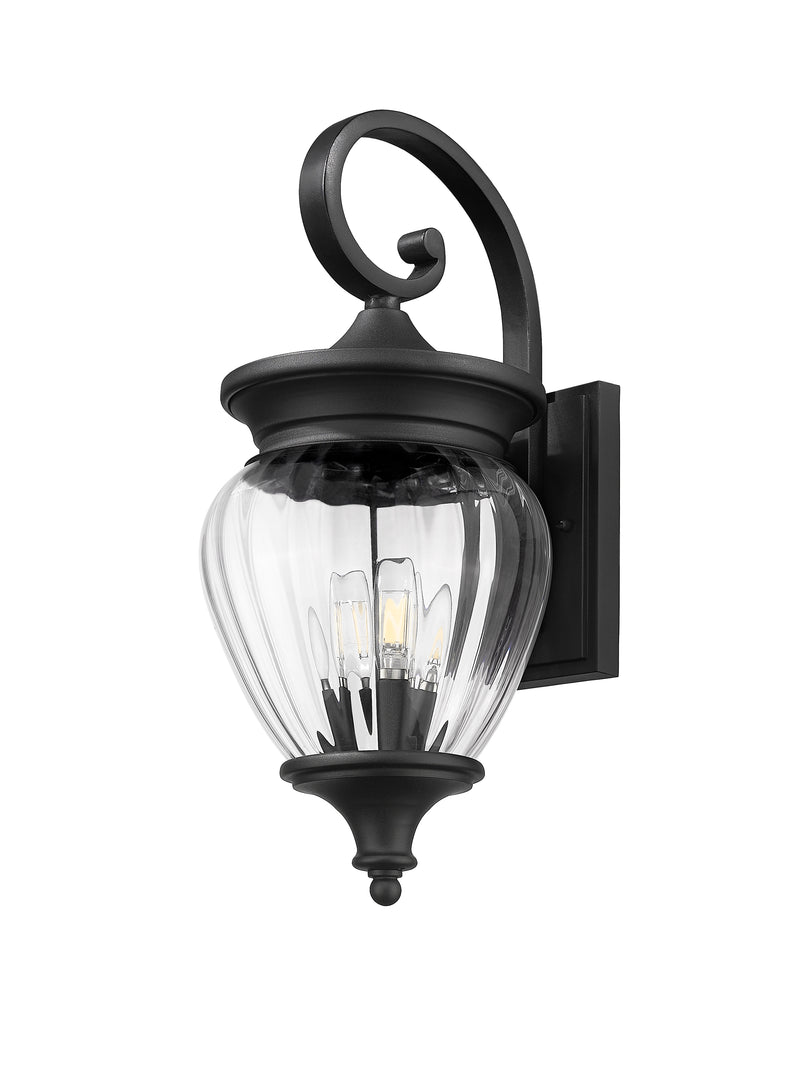 Davina 3 Light 9" Outdoor Wall Light in Black