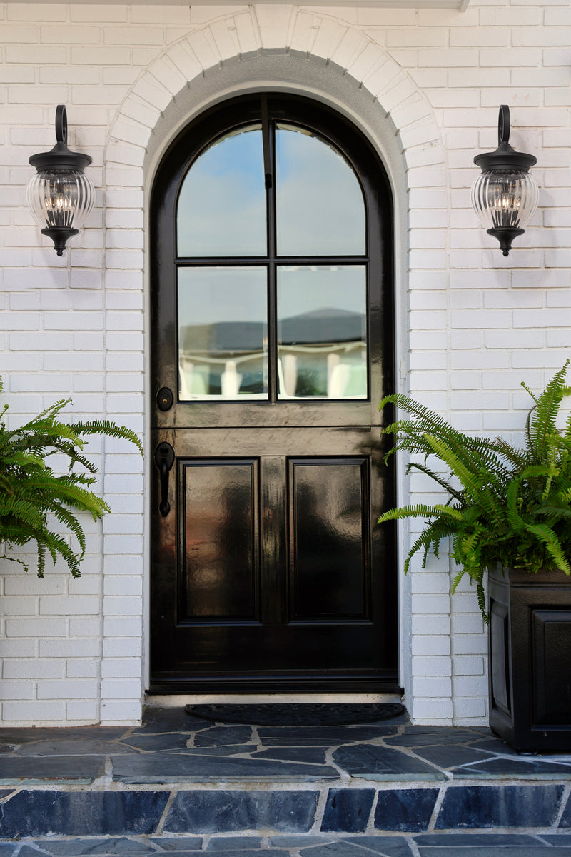 Davina 3 Light 9" Outdoor Wall Light in Black in a room setting
