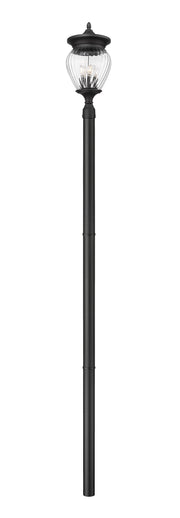 Davina 4 Light 12" Outdoor Post Mount Fixture in Black, 97" Straight Post
