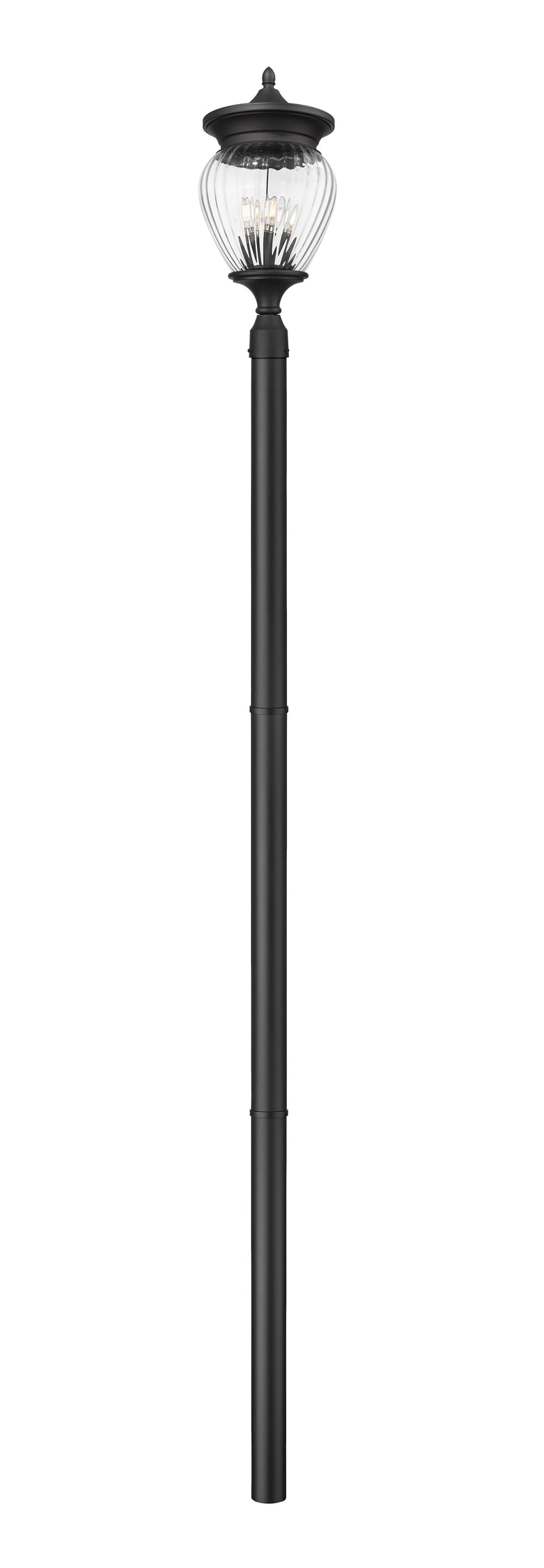 Davina 4 Light 12" Outdoor Post Mount Fixture in Black, 97" Straight Post