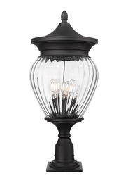 Davina 4 Light 12" Outdoor Post Mount Fixture in Black, Pier Mount, 6" Base