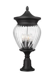Davina 4 Light 12" Outdoor Post Mount Fixture in Black, Pier Mount, 6.25" Base