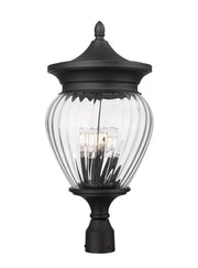 Davina 4 Light 12" Outdoor Post Mount Fixture in Black, Post Top Only