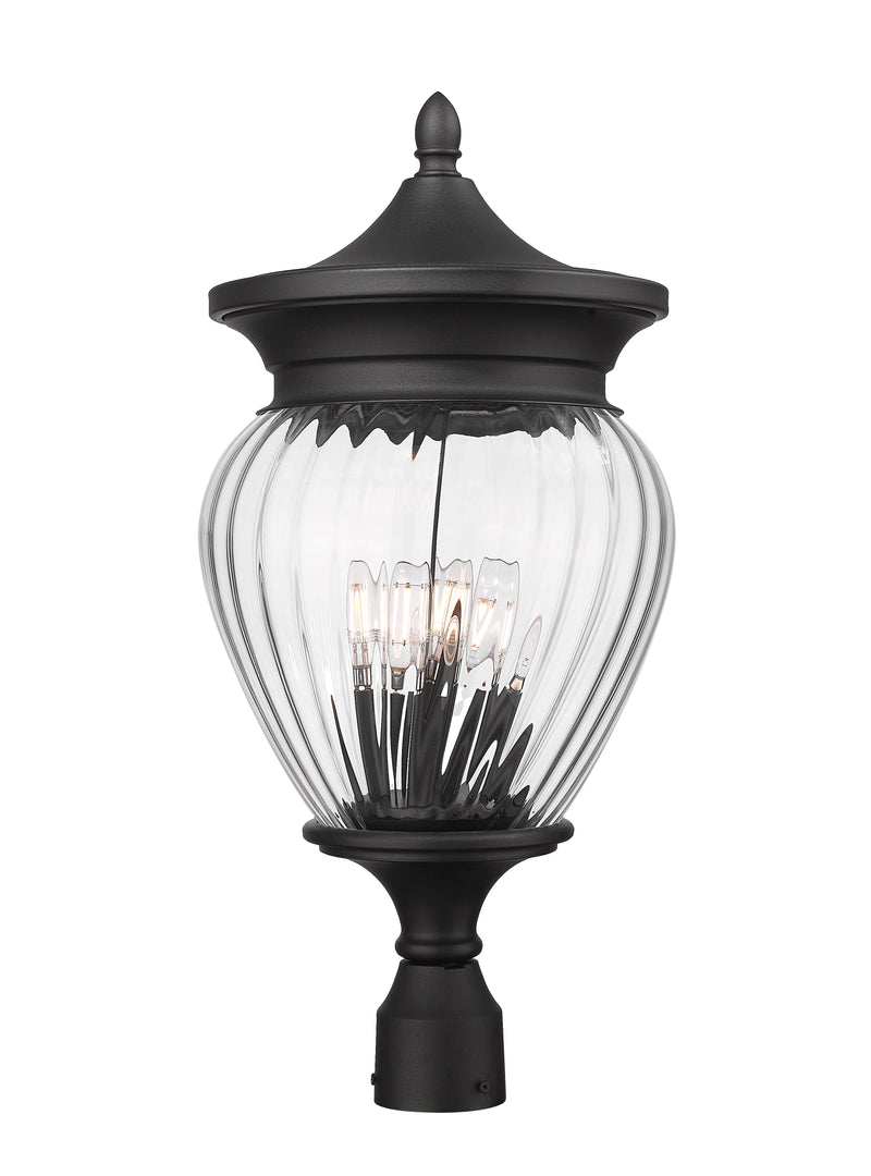 Davina 4 Light 12" Outdoor Post Mount Fixture in Black, Post Top Only