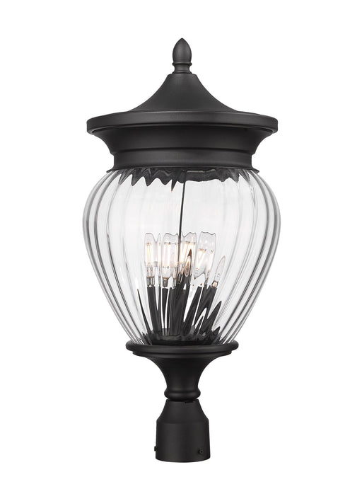 Davina 4 Light 12" Outdoor Post Mount Fixture in Black, Post Top Only