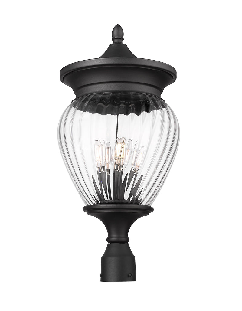 Davina 4 Light 12" Outdoor Post Mount Fixture in Black, Post Top Only
