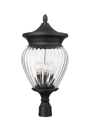 Davina 4 Light 12" Outdoor Post Mount Fixture in Black, Post Top Only